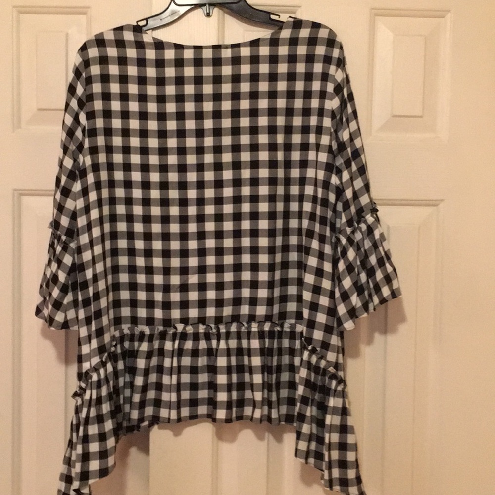 Gingham Check Ruffle Hem Top - Picture 8 of 8